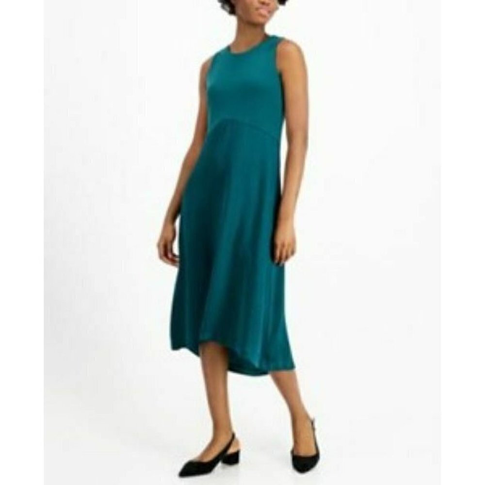 Alfani Fitted Flare Asymmetrical Dress Women's. Emerald Safari. Size XS. NWT $89